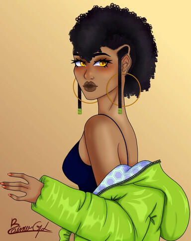 Half body full rendering (Simple background)