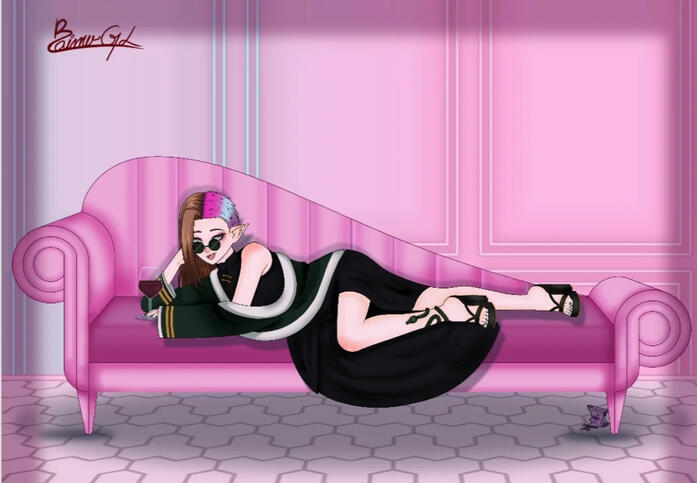 Full body full rendering (Semi-detailed background)