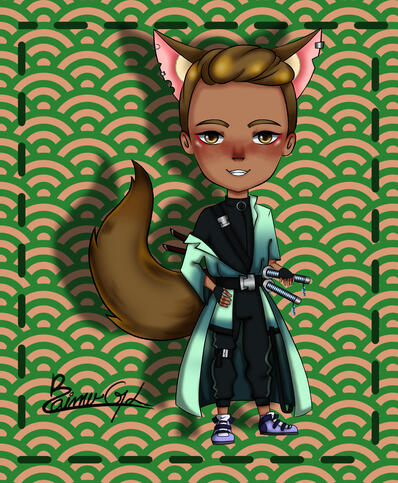 Chibi detailed Full body full rendering (Simple background)